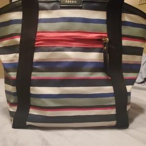 Fossil striped tote